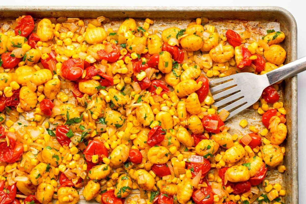 Discover the delight of sheet pan gnocchi with summer vegetables