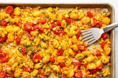 Discover the delight of sheet pan gnocchi with summer vegetables